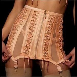 Honey Birdette Shannon Peach Lace-Up Corset Skirt